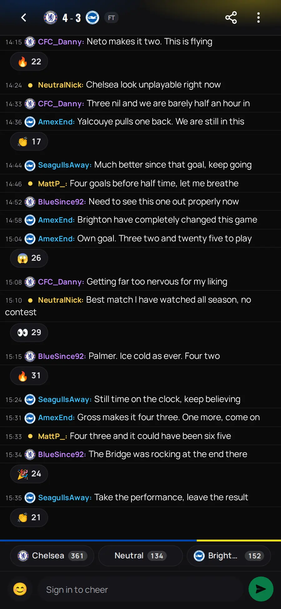 La Grada Feeberse: a match chat