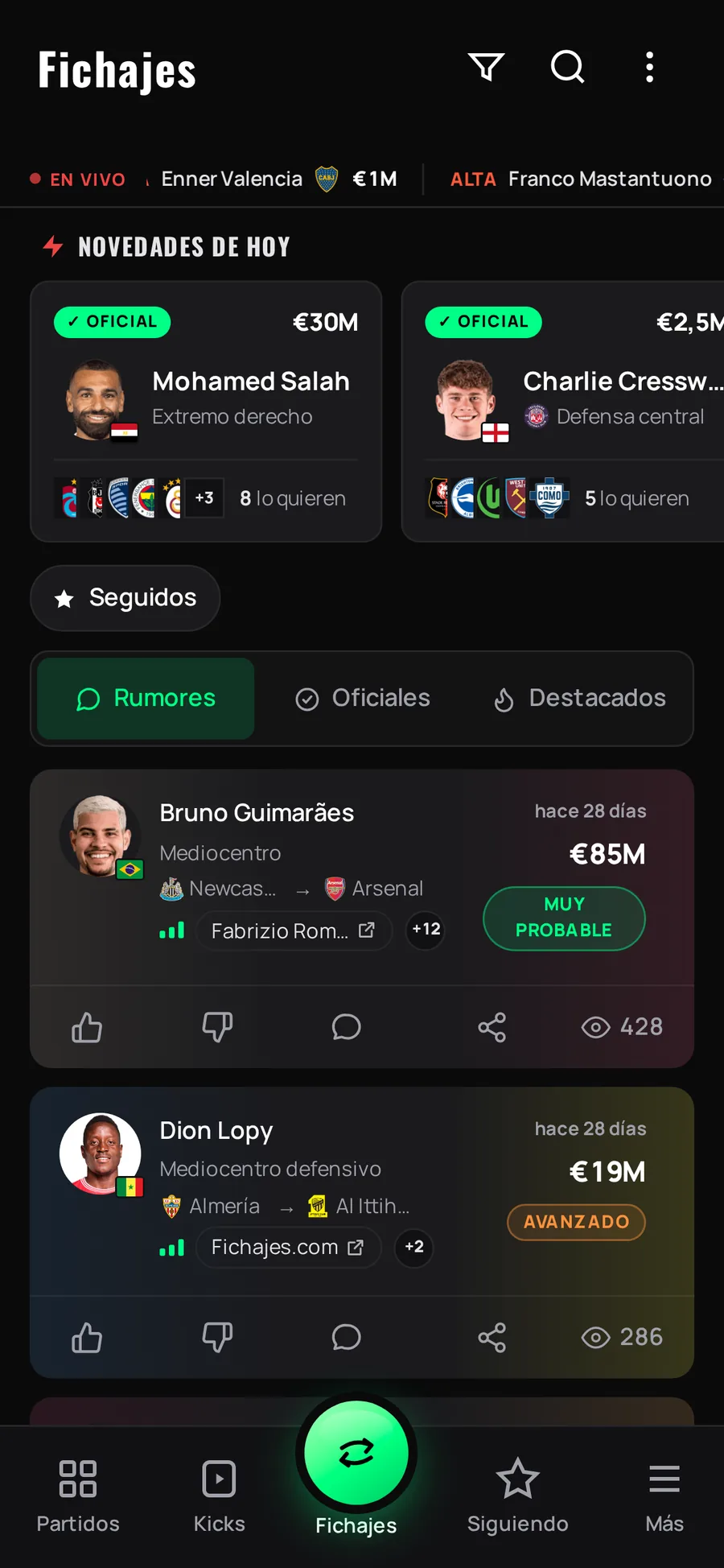 Mercado de fichajes: rumores y fichajes oficiales
